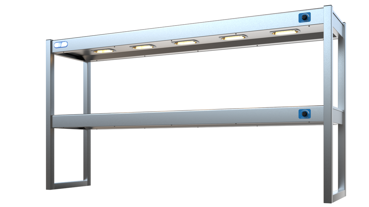 Nordstar Heated Gantry Double Tier Chefs Rack Overshelf 1500mm 6 Quartz Lamp | DTG1500 Heated Gantry Chef's Rack Nordstar