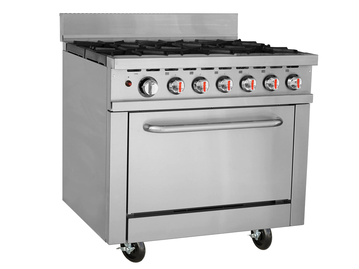 Hamoki 6 Burner Hob Range Oven Large Chamber with Castors - 101076 4 & 6 Burner Ovens Hamoki