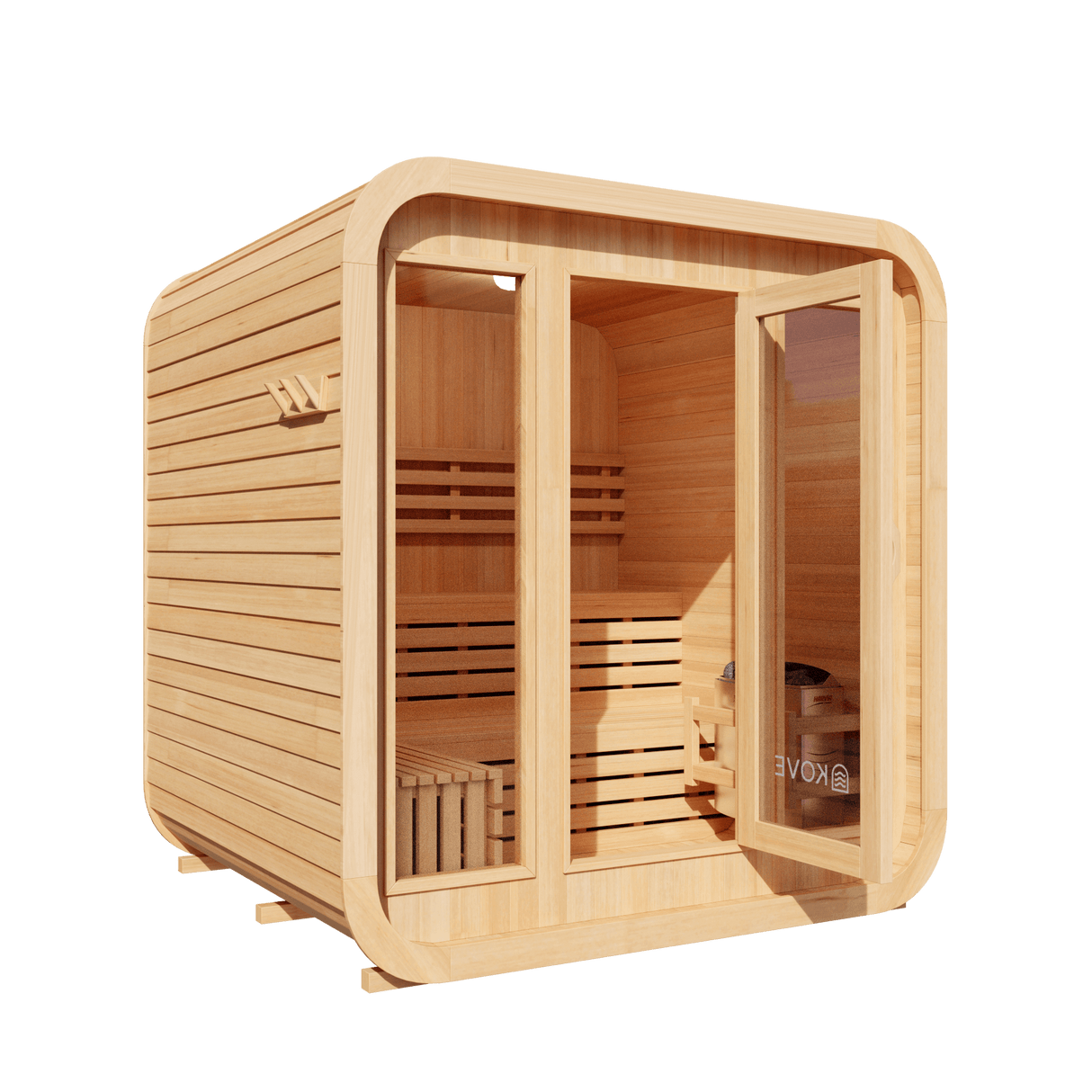 Kove 3-4 Person Spruce Cube Sauna with Front Porch & 6kW Electric Heater | KOVE-CUBE4 Outdoor Cube Saunas Kove Designs