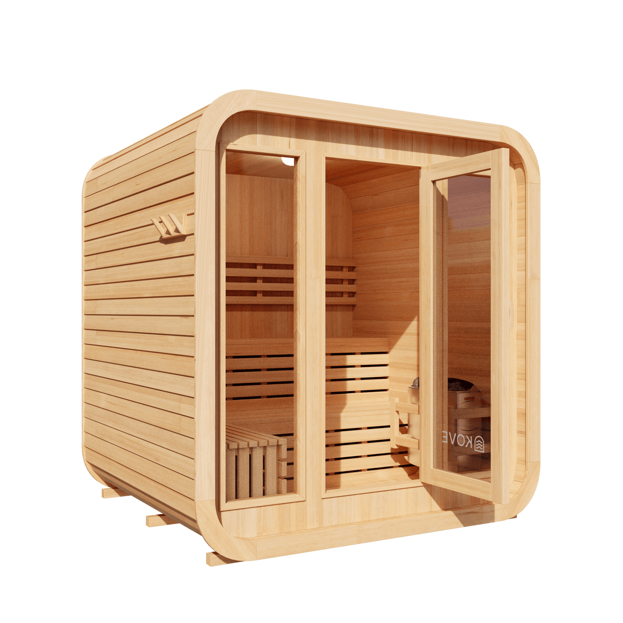 Kove 3-4 Person Spruce Cube Sauna with Front Porch & 6kW Electric Heater | KOVE-CUBE4 Outdoor Cube Saunas KOVE