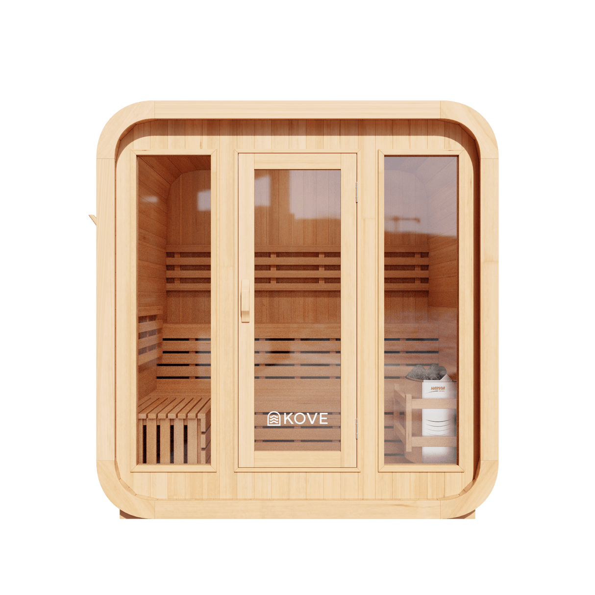 Kove 3-4 Person Spruce Cube Sauna with Front Porch & 6kW Electric Heater | KOVE-CUBE4 Outdoor Cube Saunas Kove Designs