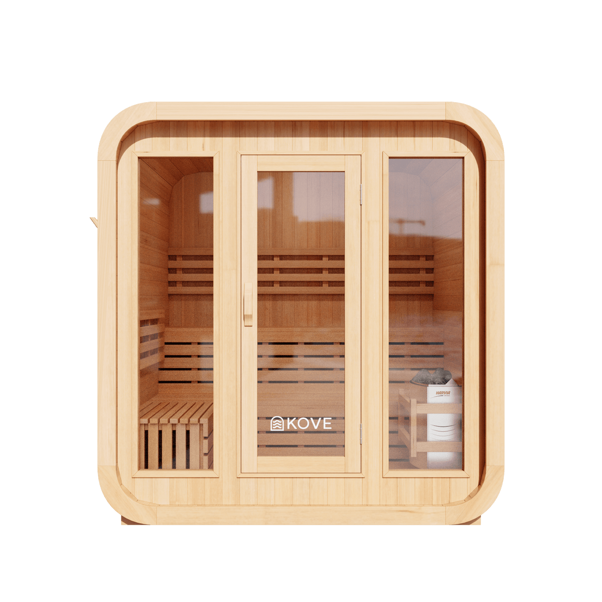 Kove 3-4 Person Spruce Cube Sauna with Front Porch & 6kW Electric Heater | KOVE-CUBE4 Outdoor Cube Saunas KOVE