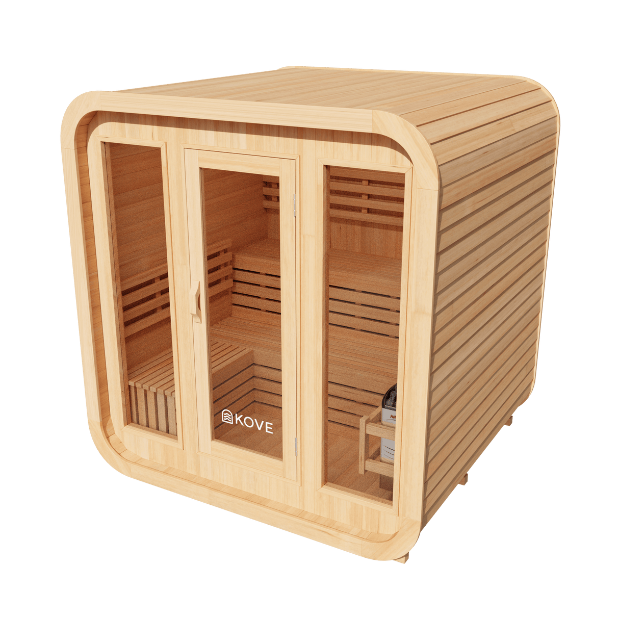 Kove 3-4 Person Spruce Cube Sauna with Front Porch & 6kW Electric Heater | KOVE-CUBE4 Outdoor Cube Saunas Kove Designs