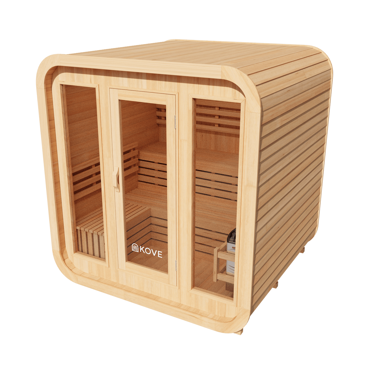 Kove 3-4 Person Spruce Cube Sauna with Front Porch & 6kW Electric Heater | KOVE-CUBE4 Outdoor Cube Saunas KOVE
