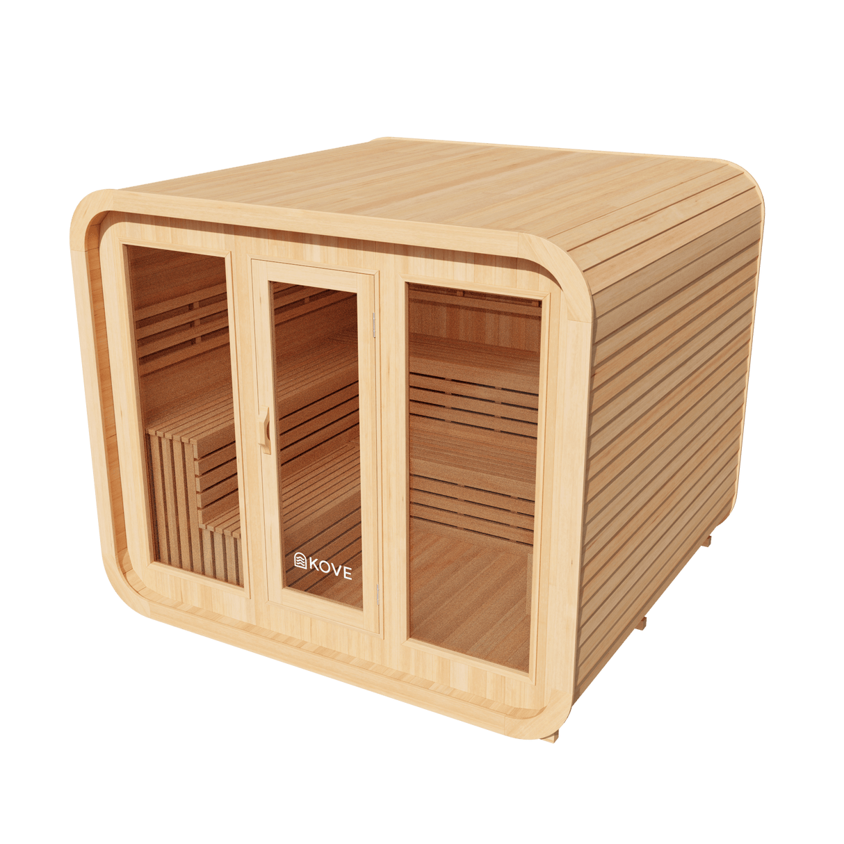 Kove 5-6 Person Spruce Cube Sauna with Front Porch & 8kW Electric Heater | KOVE-CUBE6 Outdoor Cube Saunas KOVE
