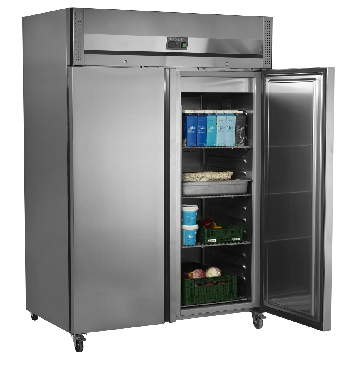 Tefcold Gastronorm Stainless Steel Solid Double Door Upright Fridge 1300L | RK1420X1 Refrigeration Uprights - Double Door Tefcold