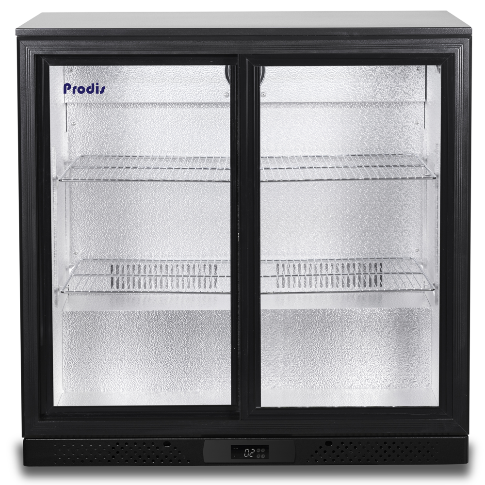 Prodis Double Door 220L Bottle Cooler – Sliding Commercial Undercounter Back Bar Fridge | NT2BS-LE Double Door Bottle Coolers Prodis