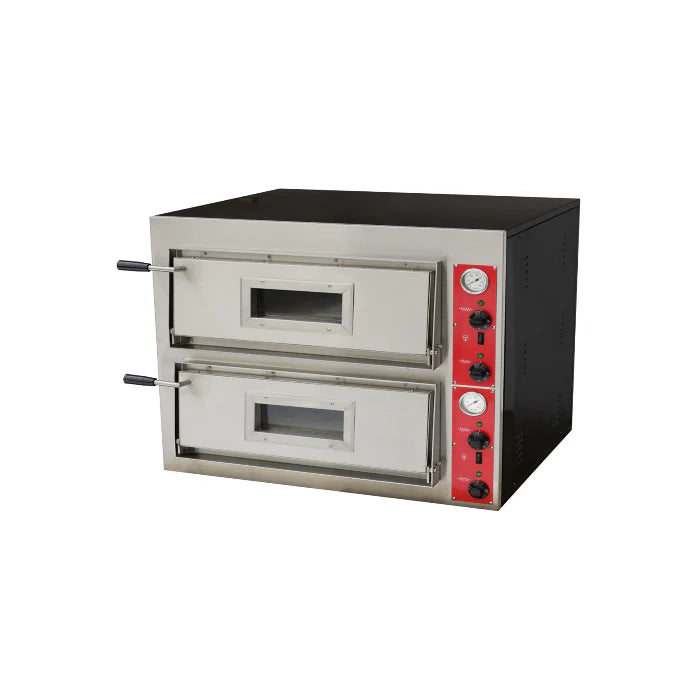 Hamoki Twin Deck Stainless Steel Electric Pizza Oven 8 x 14 Inch Capacity Heavy Duty | 101043 Twin Deck Pizza Ovens Hamoki