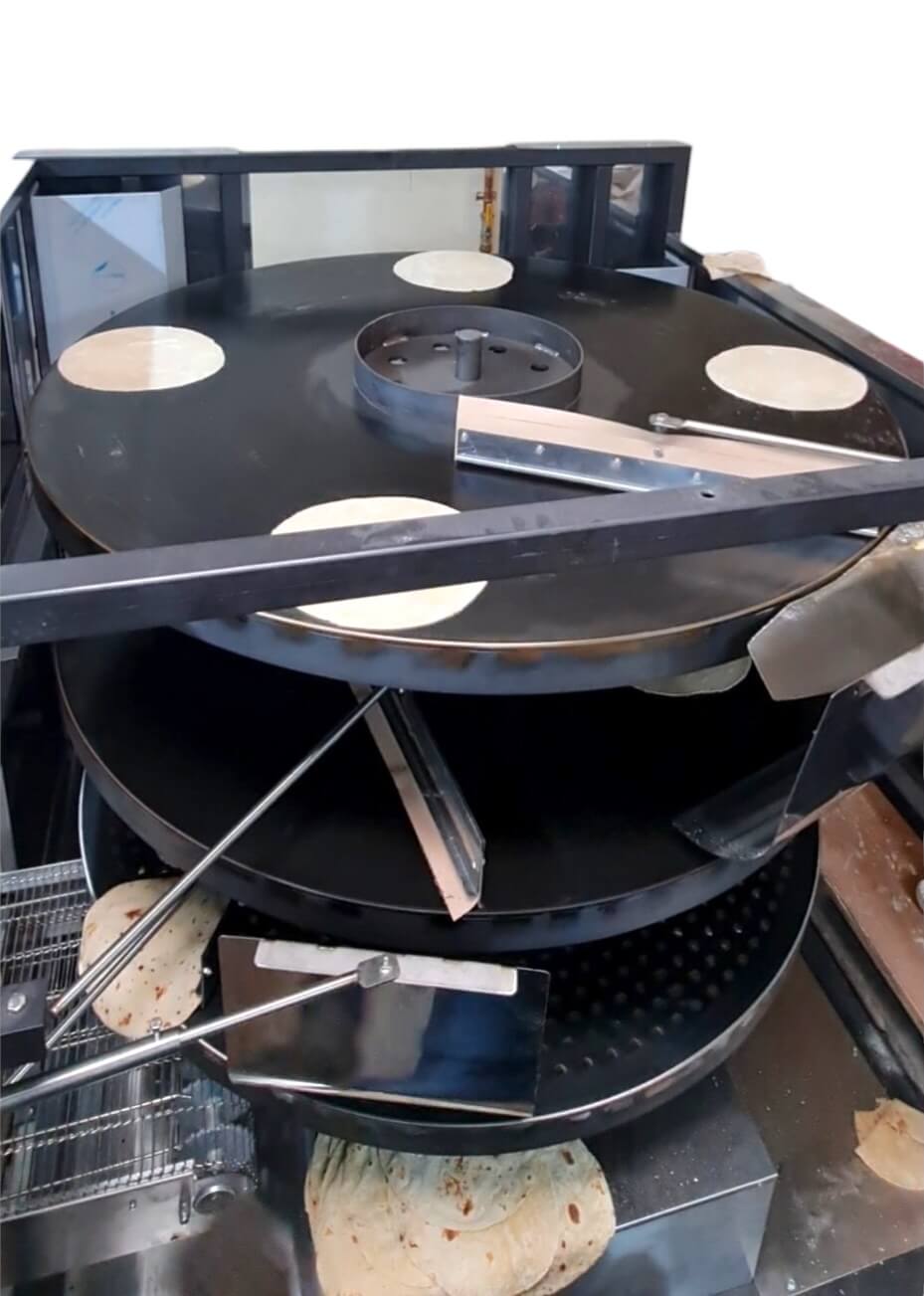 Rotoquip Commercial Automatic Chapati Machine 3 Tier Gas Disc Oven 700 pcs/Hr - RACM-1 Indian Chapati Machines Rotoquip