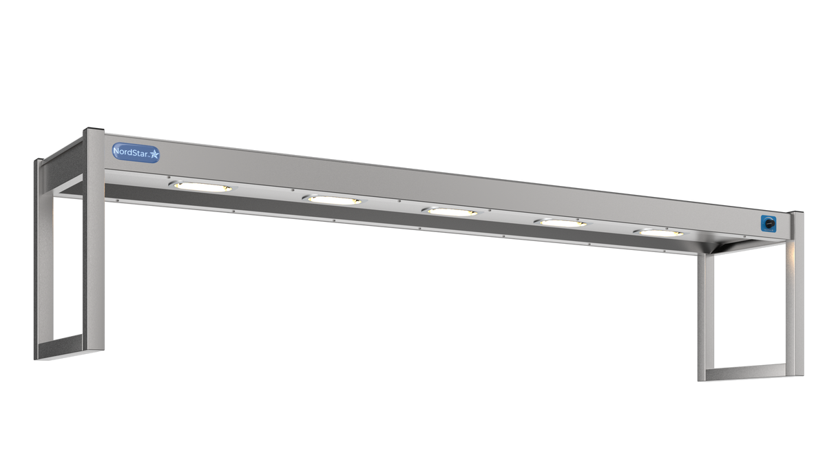 Nordstar Heated Gantry Single Tier Chefs Rack Overshelf 1800mm 5 Quartz Lamp | STG1800 Heated Gantry Chef's Rack Nordstar