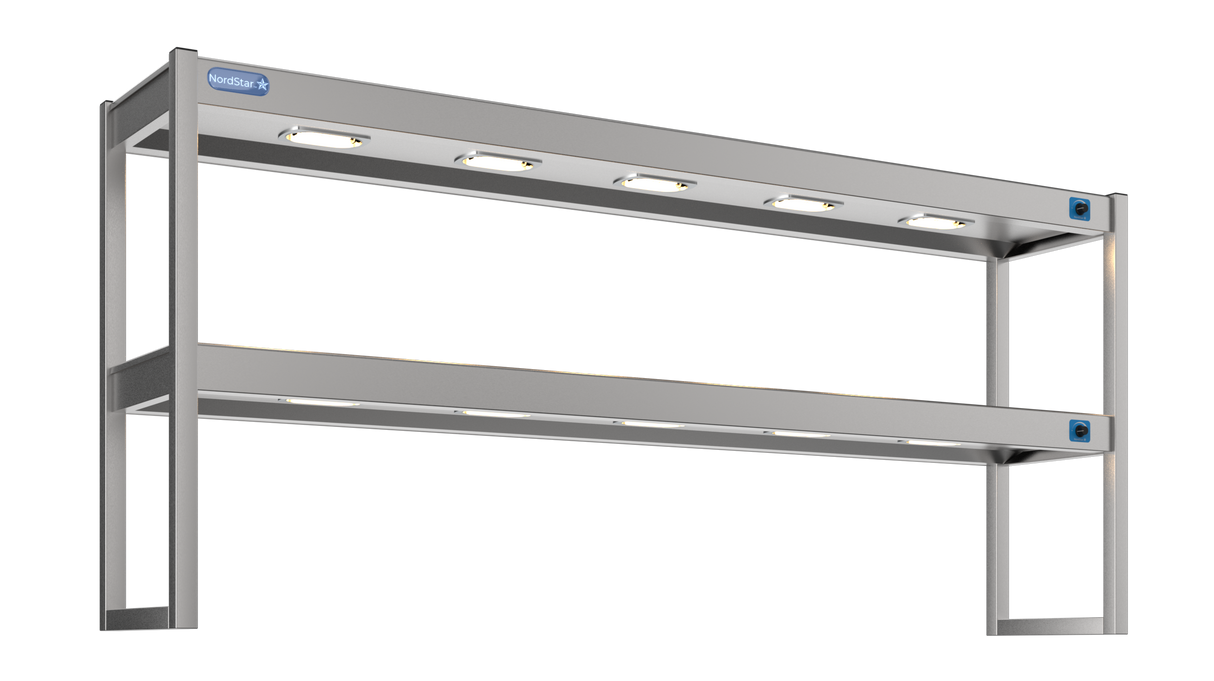 Nordstar Heated Gantry Double Tier Chefs Rack Overshelf 1800mm 6 Quartz Lamp | DTG1800 Heated Gantry Chef's Rack Nordstar