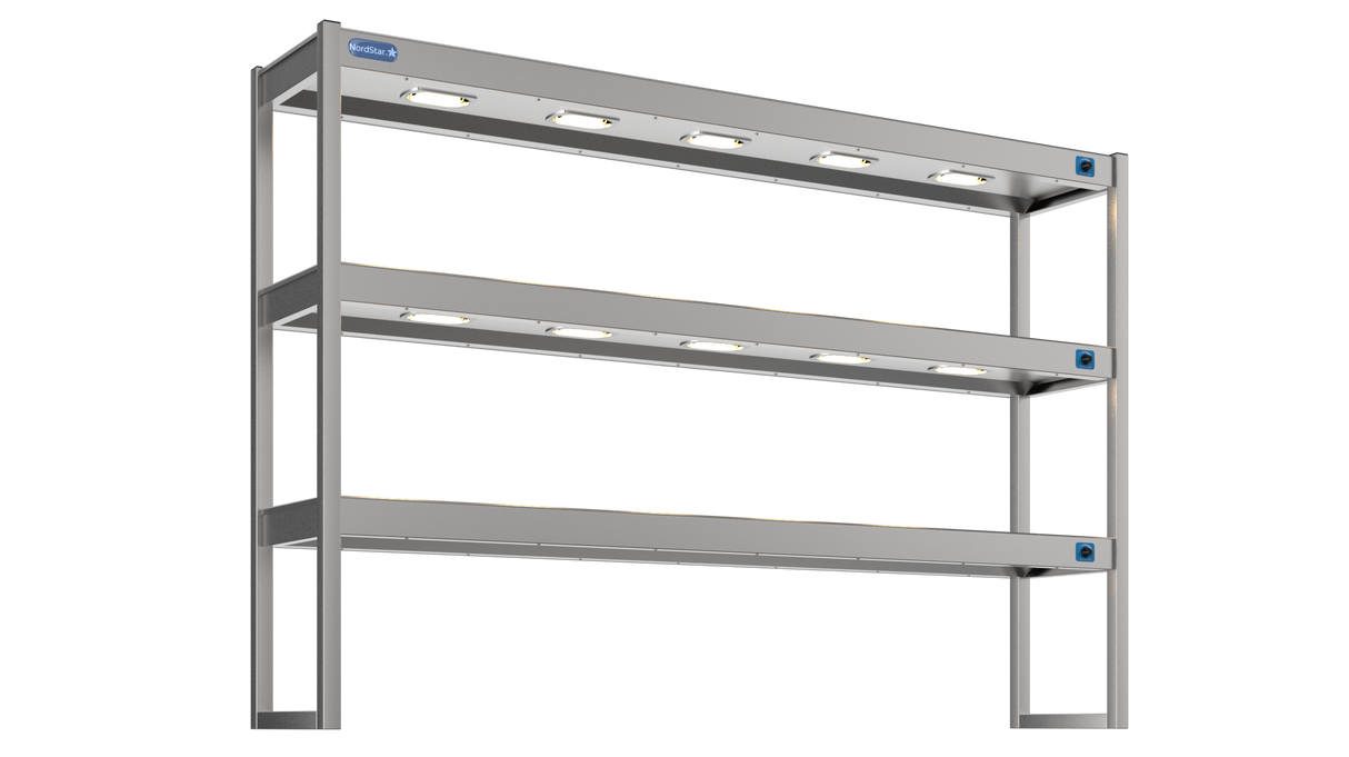 Nordstar Heated Gantry Triple Tier Chefs Rack Overshelf 1800mm 9 Quartz Lamp | TTG1800 Heated Gantry Chef's Rack Nordstar
