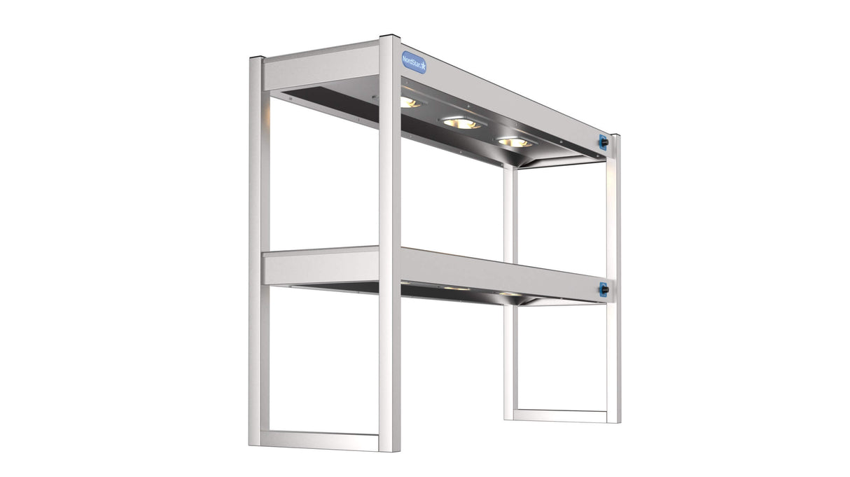 Nordstar Heated Gantry Double Tier Chefs Rack Overshelf 1200mm 6 Quartz Lamp | DTG1200 Heated Gantry Chef's Rack Nordstar