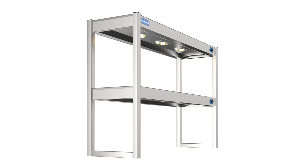 Nordstar Heated Gantry Double Tier Chefs Rack Overshelf 1200mm 6 Quartz Lamp | DTG1200 Heated Gantry Chef's Rack Nordstar
