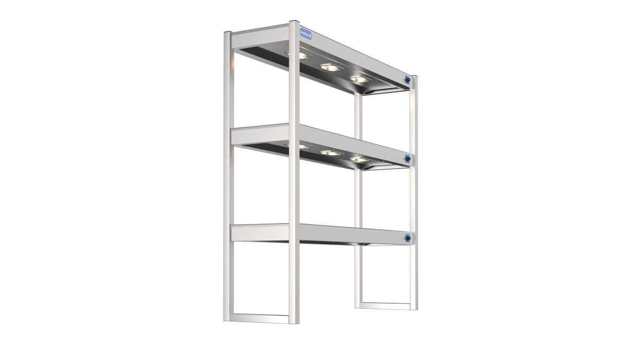 Nordstar Heated Gantry Triple Tier Chefs Rack Overshelf 1200mm 9 Quartz Lamp | TTG1200 Heated Gantry Chef's Rack Nordstar