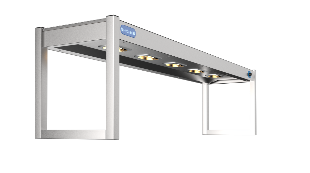 Nordstar Heated Gantry Single Tier Chefs Rack Overshelf 1500mm 3 Quartz Lamp | STG1500 Heated Gantry Chef's Rack Nordstar