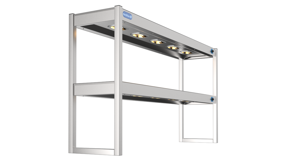 Nordstar Heated Gantry Double Tier Chefs Rack Overshelf 1500mm 6 Quartz Lamp | DTG1500 Heated Gantry Chef's Rack Nordstar