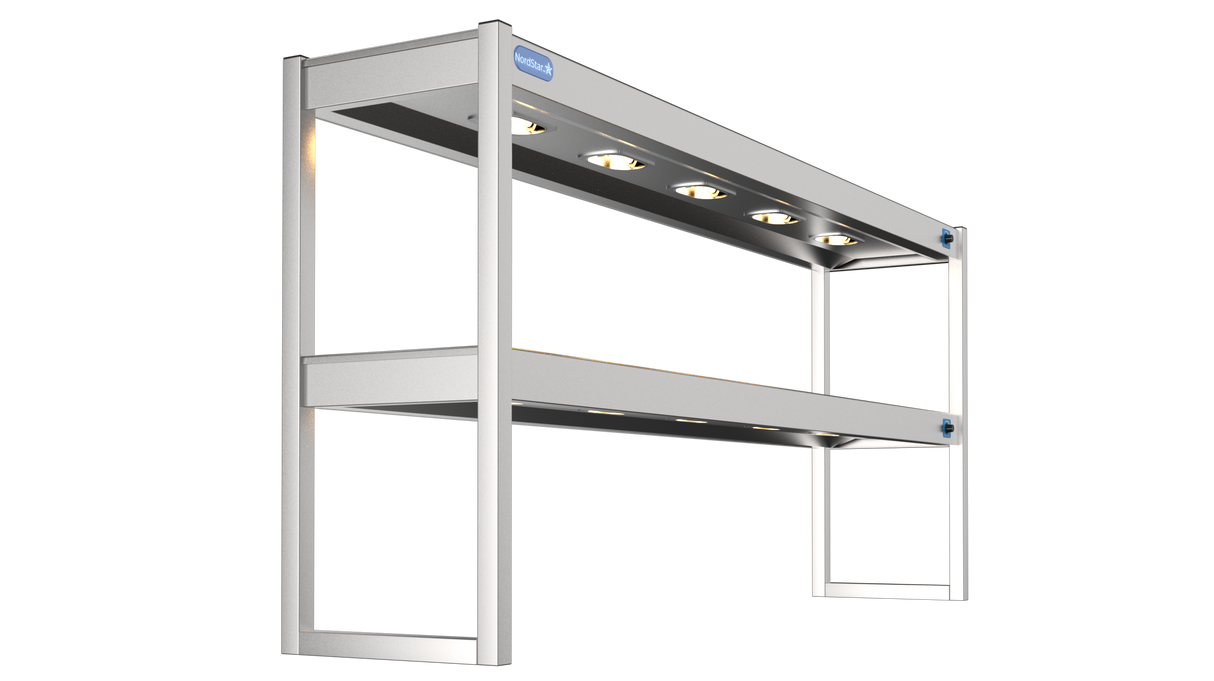 Nordstar Heated Gantry Double Tier Chefs Rack Overshelf 1800mm 6 Quartz Lamp | DTG1800 Heated Gantry Chef's Rack Nordstar