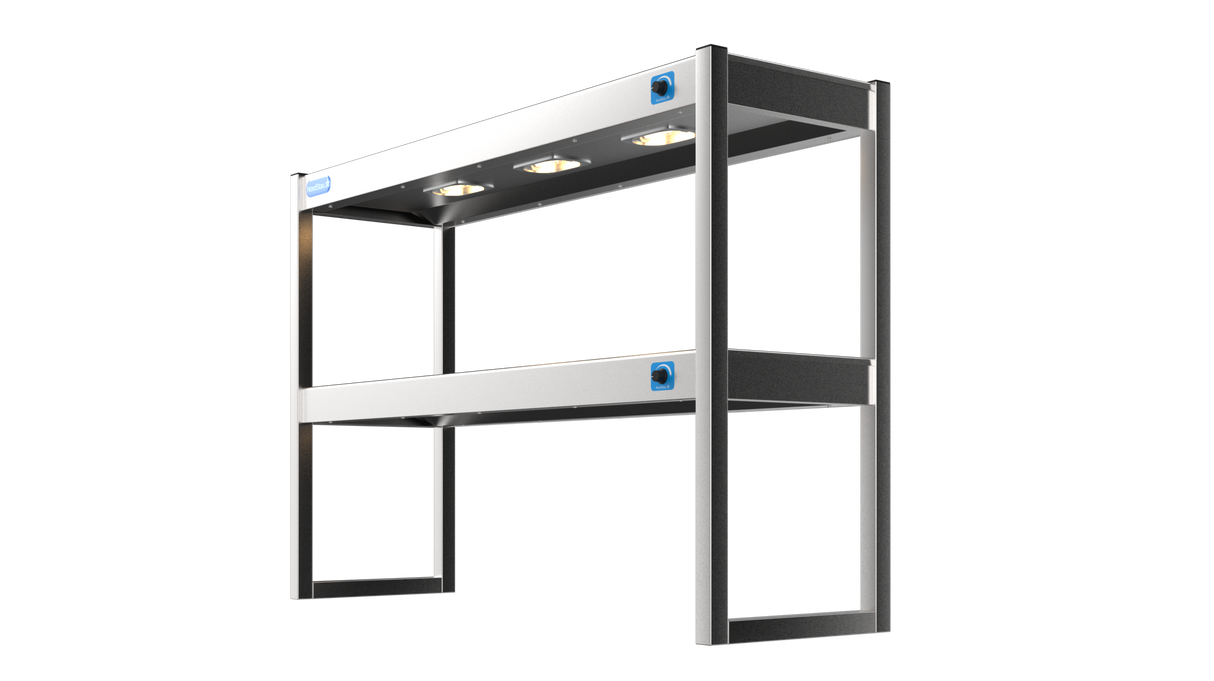 Nordstar Heated Gantry Double Tier Chefs Rack Overshelf 1200mm 6 Quartz Lamp | DTG1200 Heated Gantry Chef's Rack Nordstar