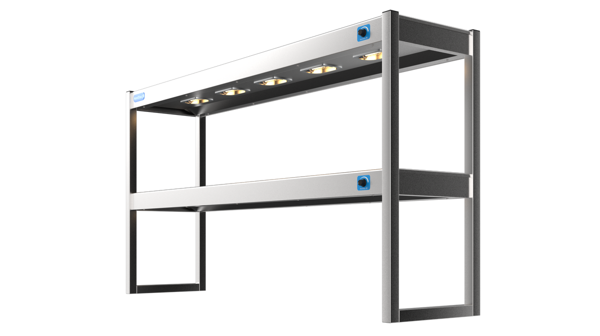 Nordstar Heated Gantry Double Tier Chefs Rack Overshelf 1500mm 6 Quartz Lamp | DTG1500 Heated Gantry Chef's Rack Nordstar