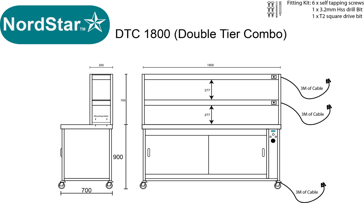 Nordstar Pass Through Hot Cupboard With Double Tier Gantry Chef Pass 1800mm | DTC1800P Hot Cupboards Nordstar