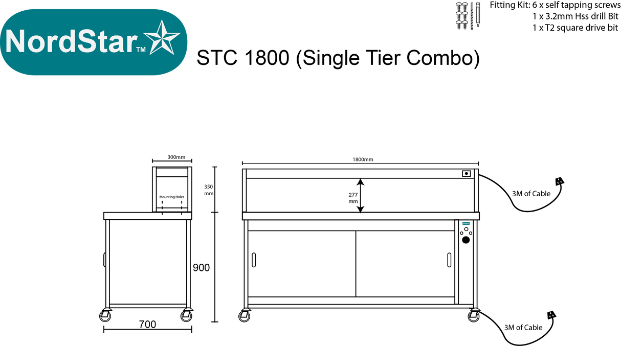Nordstar Pass Through Hot Cupboard With Triple Tier Gantry Chef Pass 1800mm | STC1800P Hot Cupboards Nordstar
