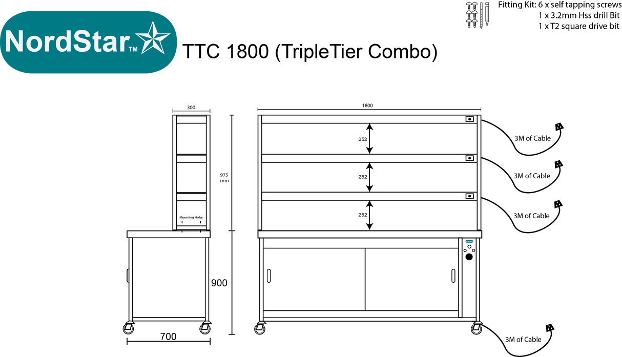 Nordstar Hot Cupboard With Heated Triple Tier Gantry Chef Pass 1800mm | TTC1800 Hot Cupboards Nordstar