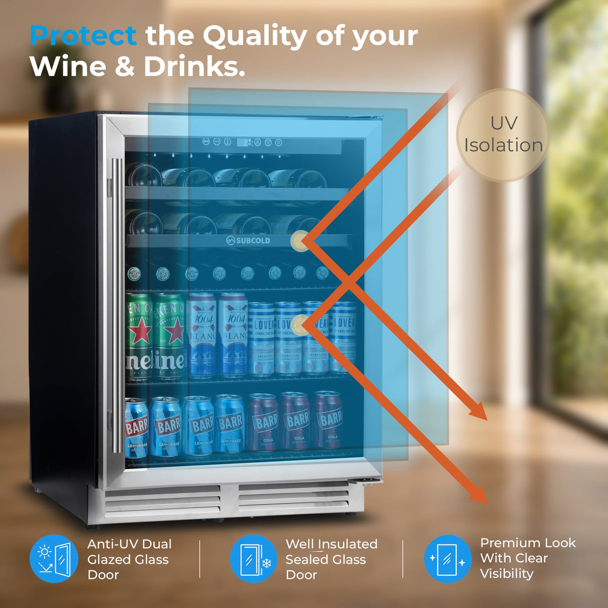 Subcold Integra60 Integrated 2 in 1 Drinks & Wine Cooler Drinks Display Fridge