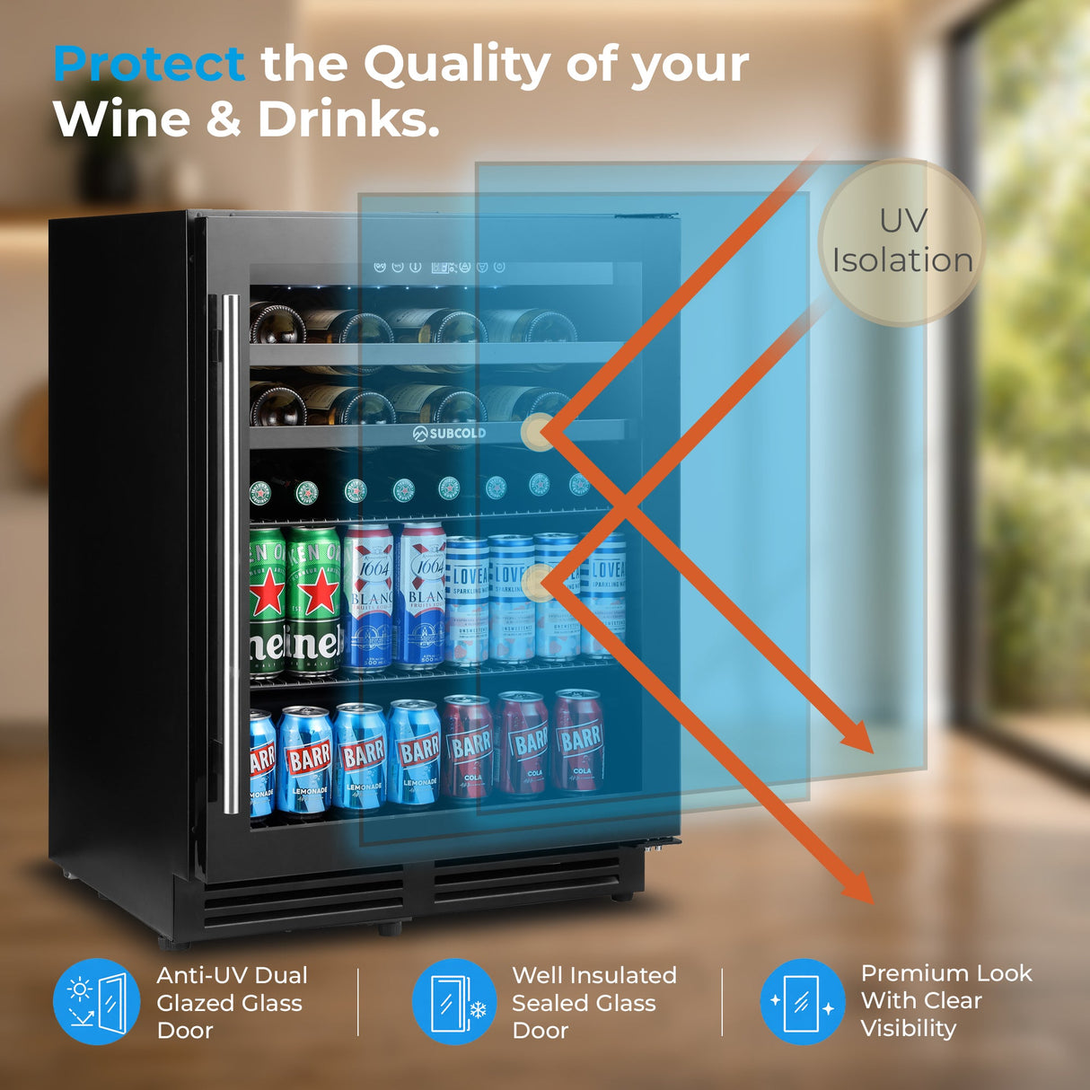 Subcold Integra60 Integrated 2 in 1 Drinks & Wine Cooler Drinks Display Fridge