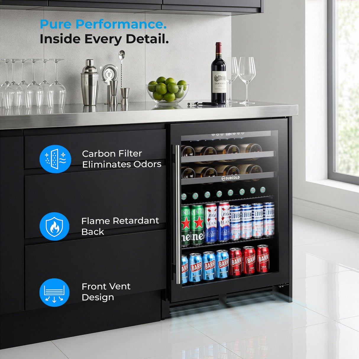 Subcold Integra60 Integrated 2 in 1 Drinks & Wine Cooler Drinks Display Fridge