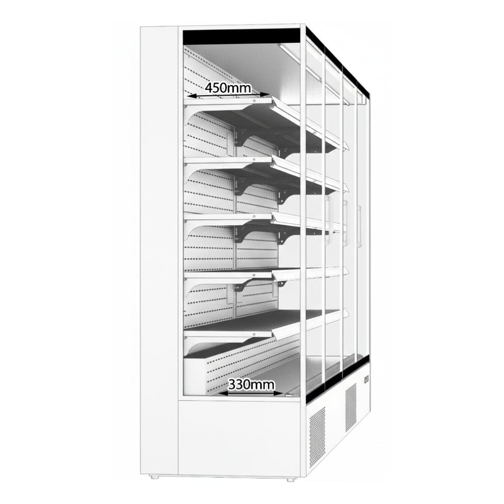 Prodis Panoramic Frameless Glass Door Multideck Black | XMD1250-MK2-K Refrigerated Merchandisers Prodis