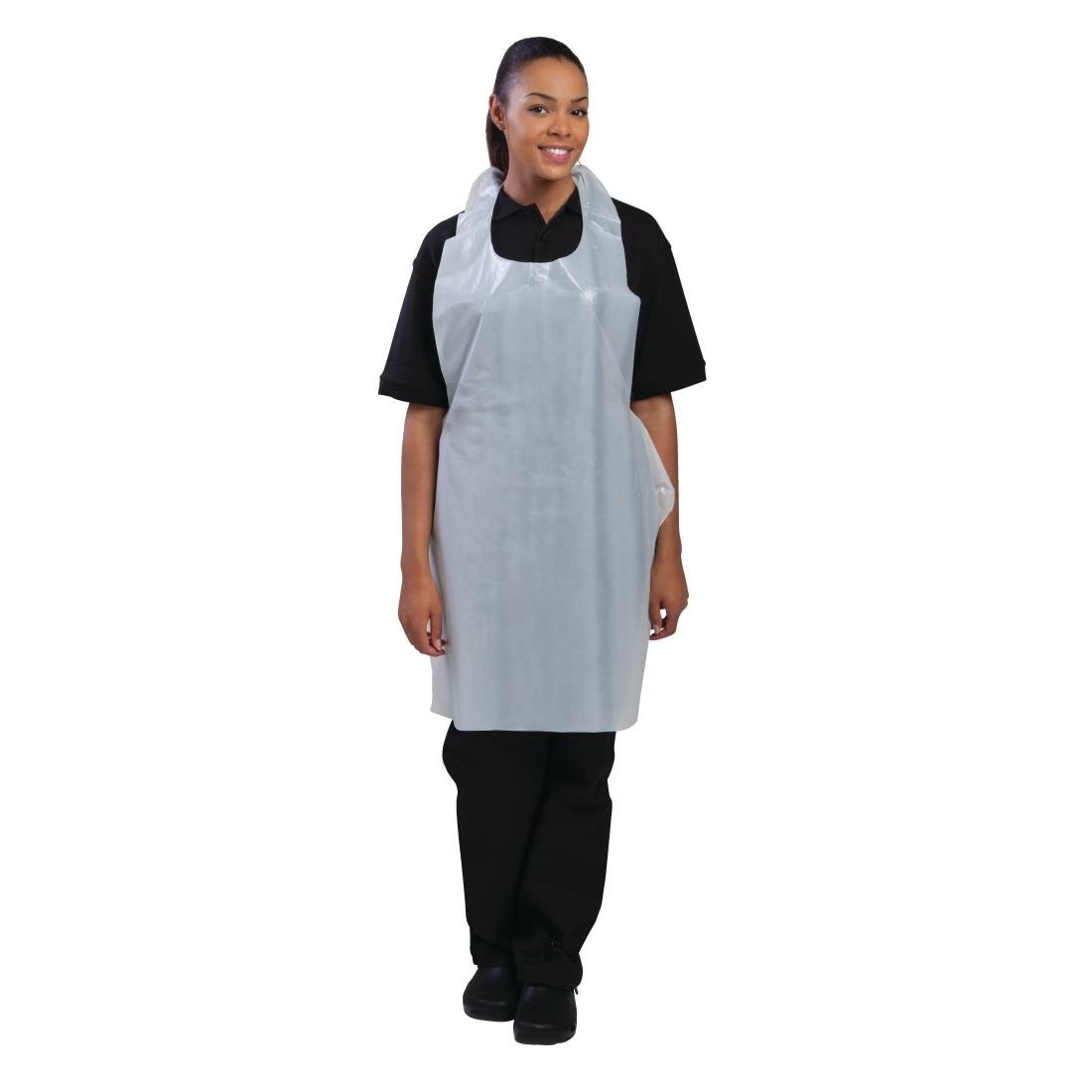 Disposable Polythene Bib Aprons White (Pack of 100) - A310 Smith Bateson