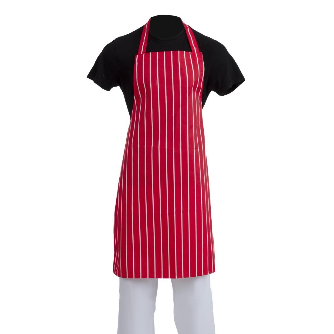 Whites Bib Apron Red And White Stripe - A532 Aprons Whites Chefs Clothing