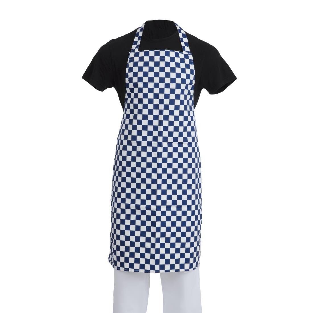 Whites Bib Apron Blue And White Check - A554 Aprons Whites Chefs Clothing