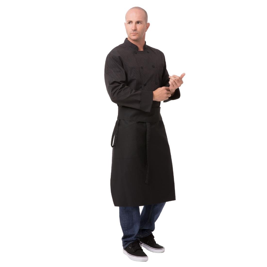Chef Works Executive Chefs Tapered Apron Black - A577 Aprons Chef Works