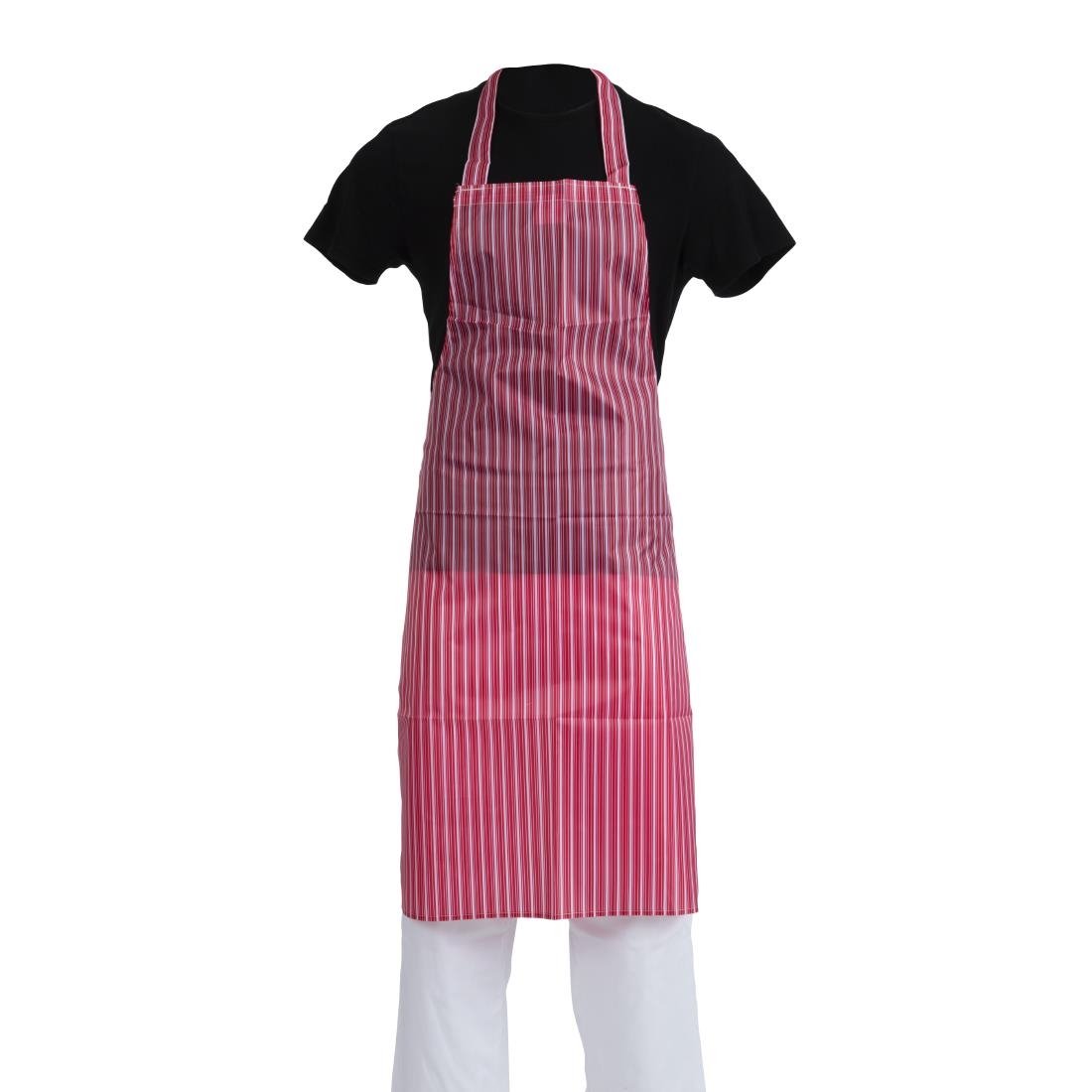 Whites Water Resistant Bib Apron Red And White Stripe - A581 Aprons Whites Chefs Clothing