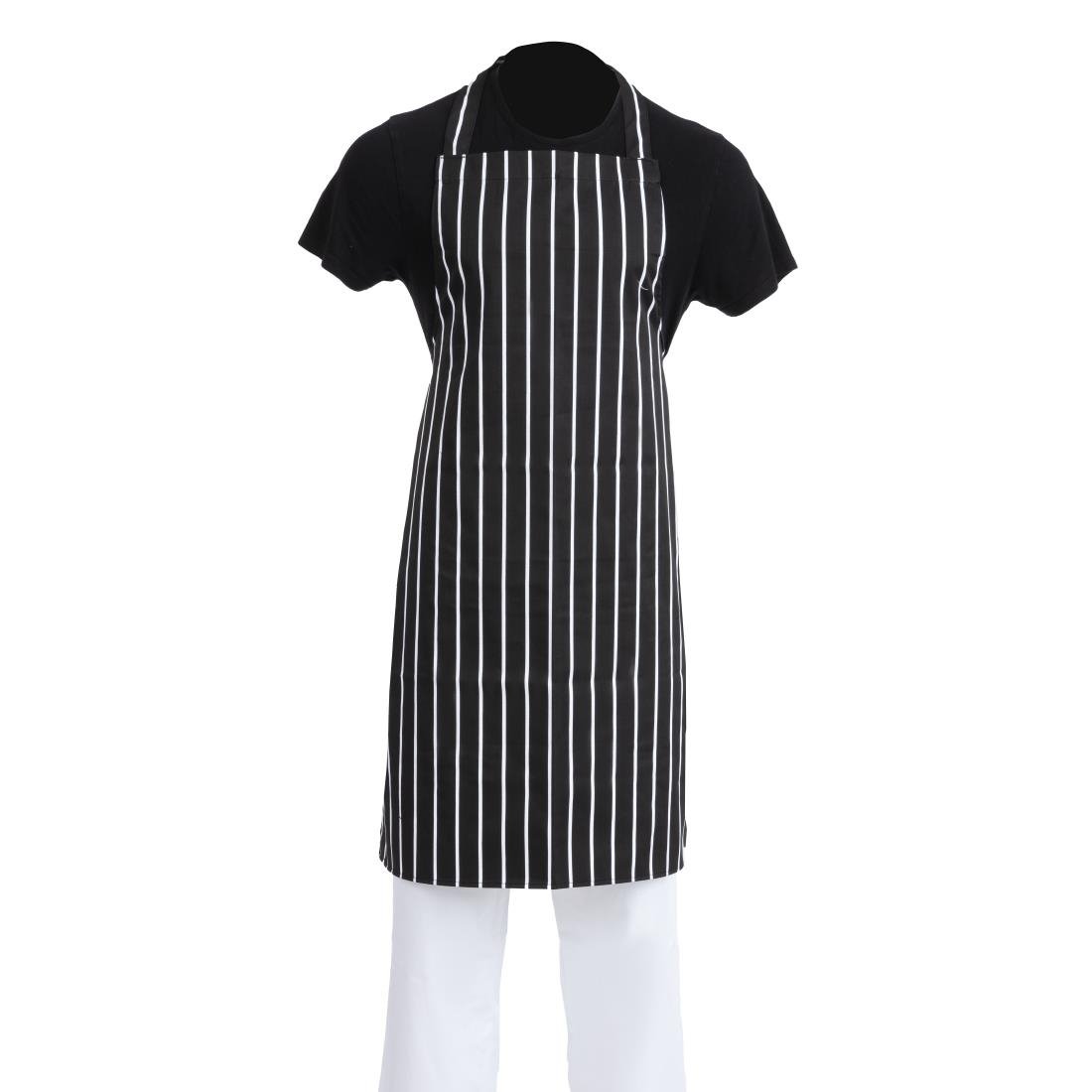 Whites Bib Apron Butchers Stripe Black - A935 Aprons Whites Chefs Clothing