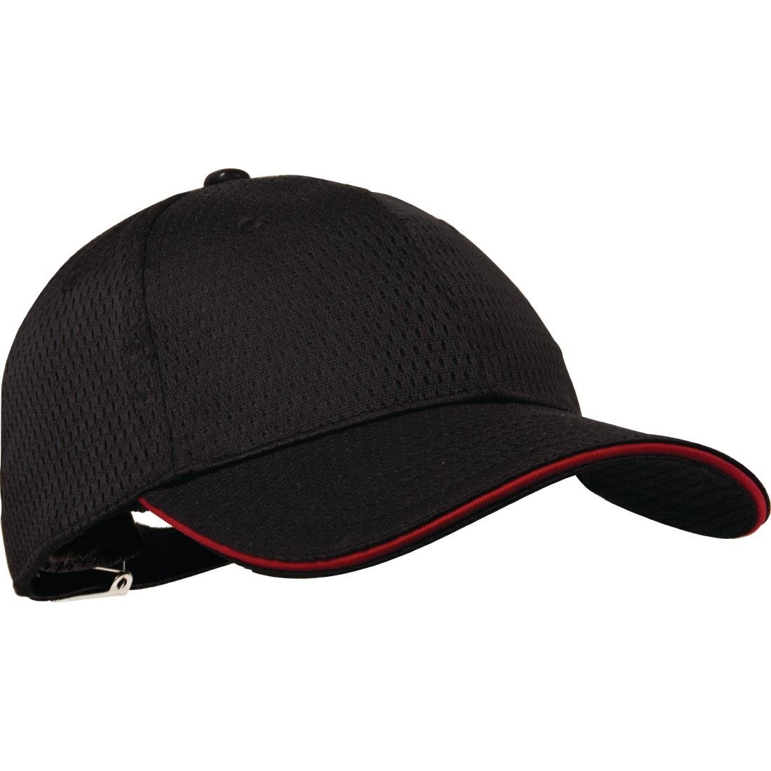 Chef Works Cool Vent Baseball Cap Black with Red - A945 Chef Caps Chef Works