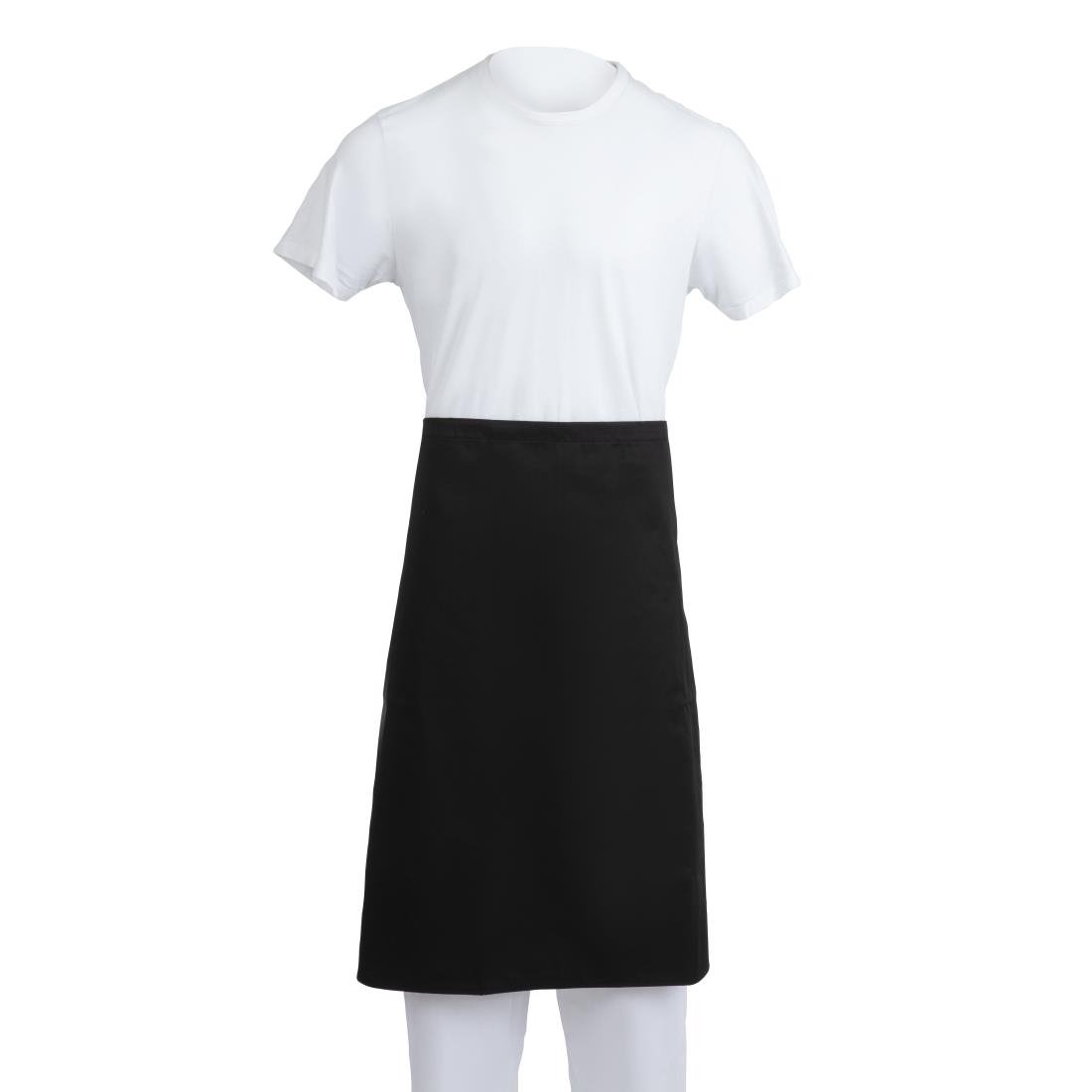 Whites Regular Waist Apron Black - A968 Aprons Whites Chefs Clothing