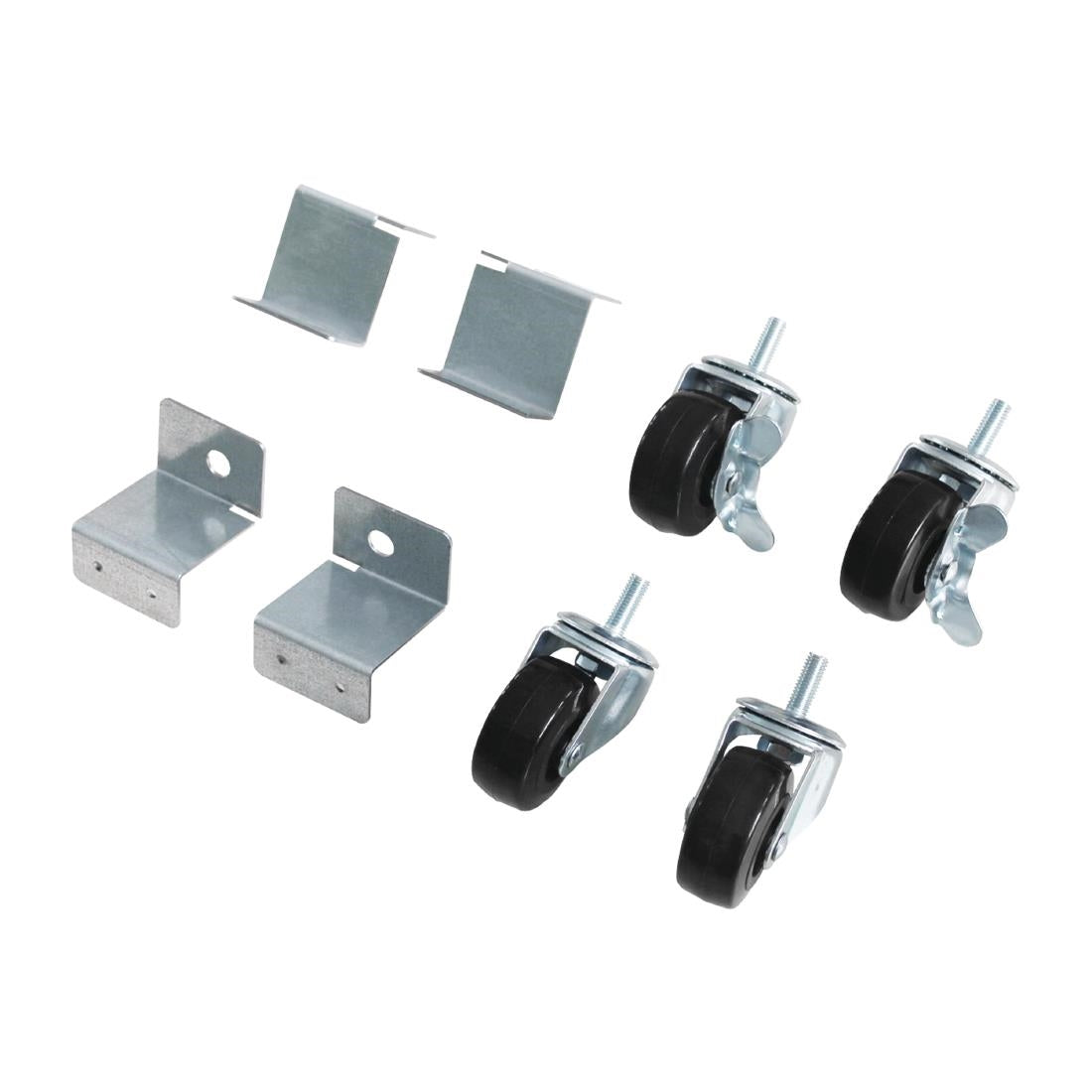 Polar Standard & Braked Castors with Brackets (Pack of 4) - AJ542 Polar