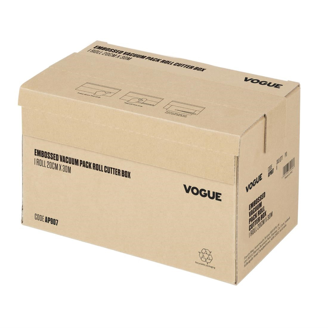 Vogue Vacuum Pack Roll with Cutter Box (Embossed) 200mm width - AP907 Vogue