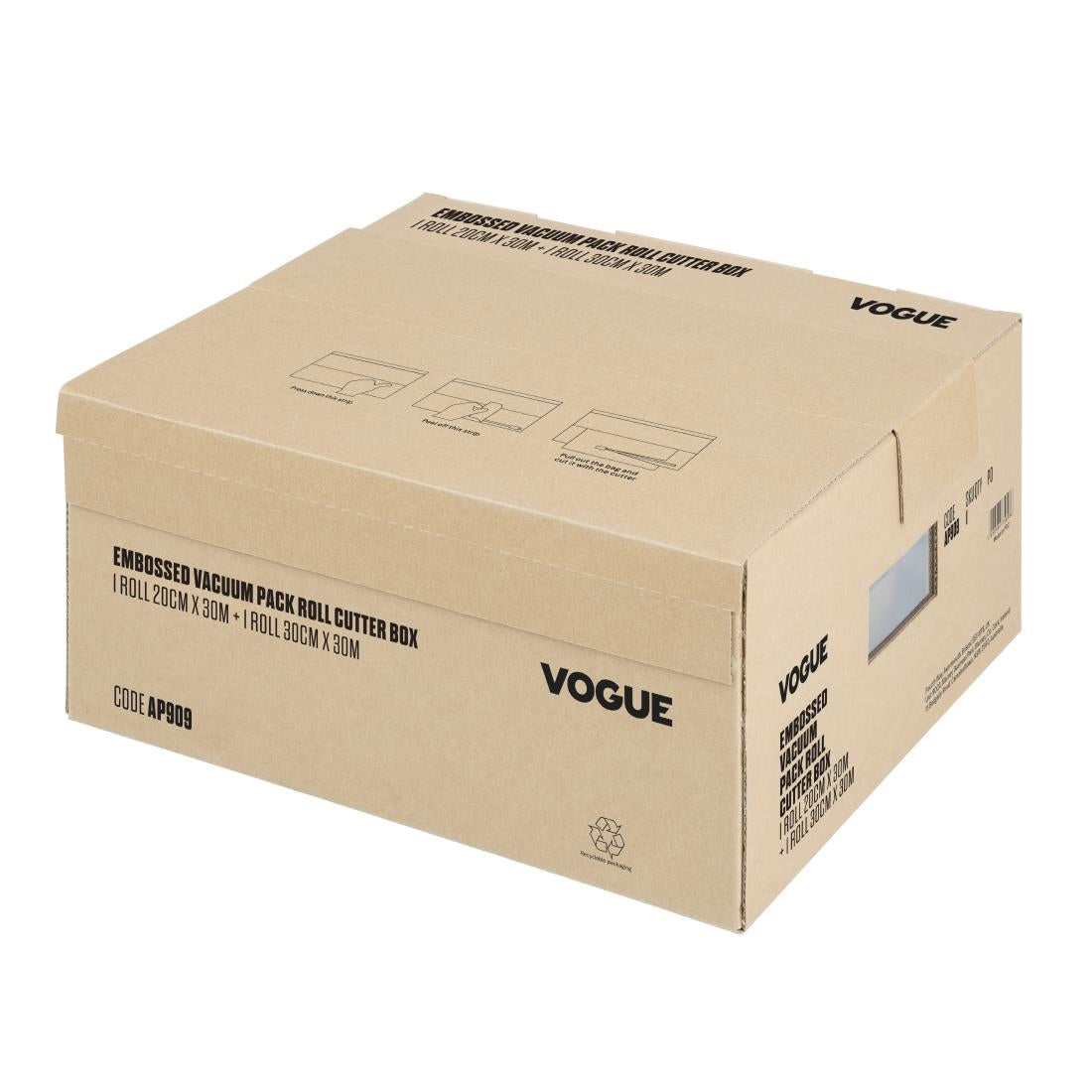 Vogue Vacuum Pack Roll with Cutter Box (Embossed) 200mm & 300mm Twin Pack - AP909 Vogue