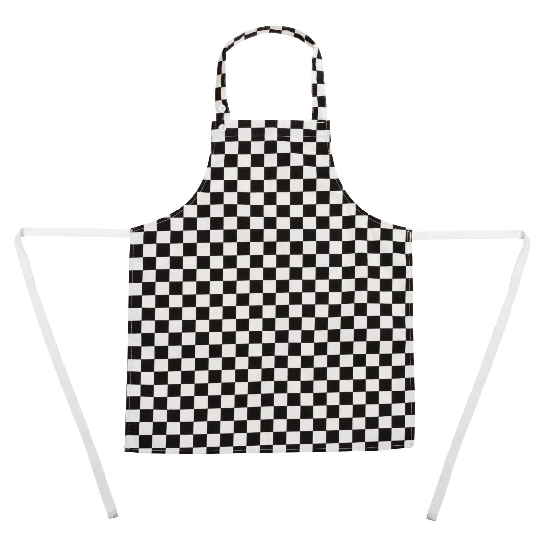 Whites Childrens Bib Apron Big Black and White Check - B357 Aprons Whites Chefs Clothing