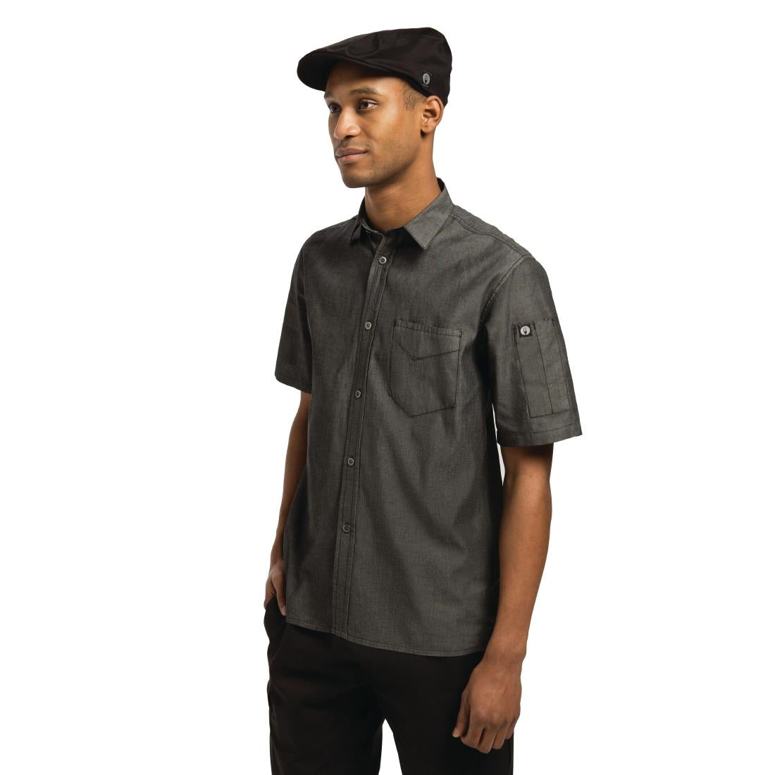 Chef Works Unisex Detroit Denim Short Sleeve Shirt Black M - B075-M Casual Shirts Chef Works Urban