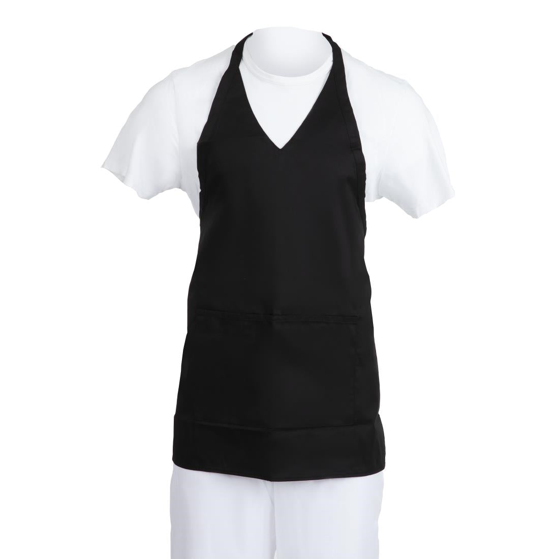 Whites V Neck Service Apron Black - B128 Whites Chefs Clothing