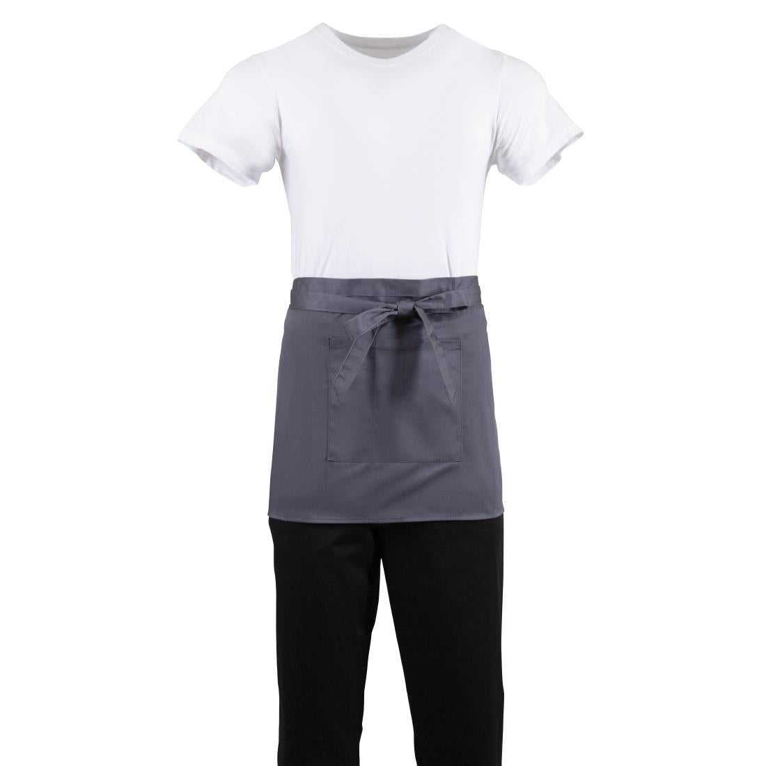 Whites Short Bistro Apron Charcoal - B157 Aprons Whites Chefs Clothing