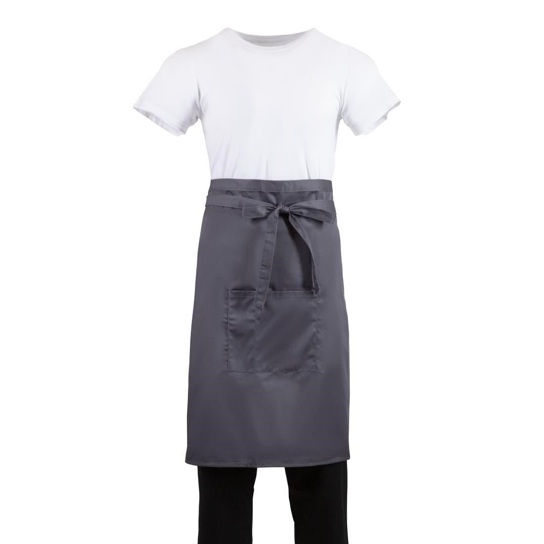 Whites Regular Bistro Apron Charcoal - B158 Aprons Whites Chefs Clothing
