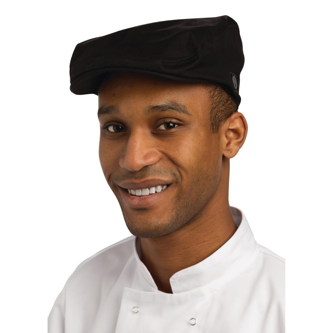Chef Works Flat Cap Black M - B169-M Chef Caps Chef Works