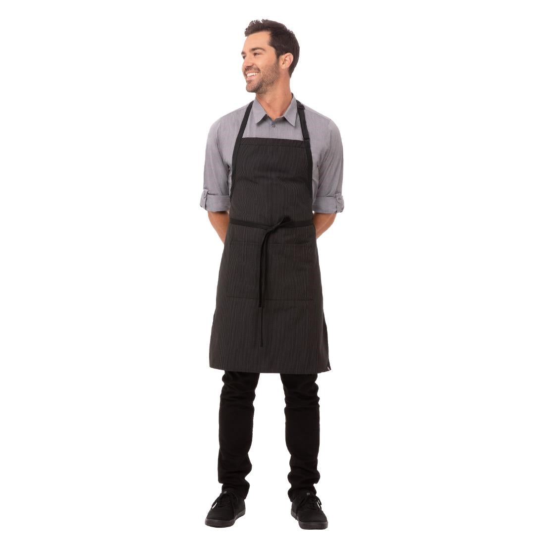 Chef Works Bib Apron Pinstripe - B229 Aprons Chef Works