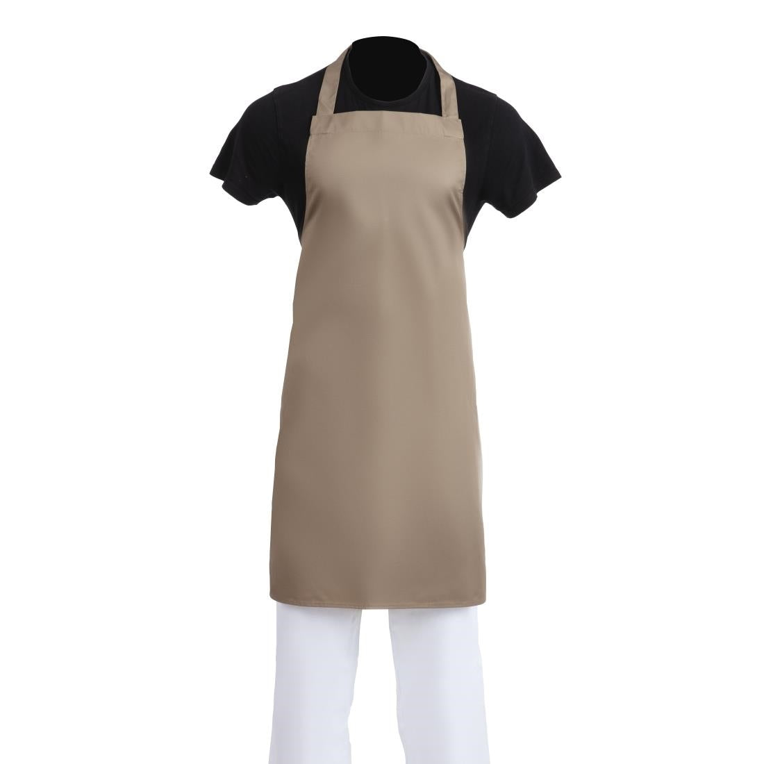 Whites Polycotton Bib Apron Tan - B429 Aprons Whites Chefs Clothing